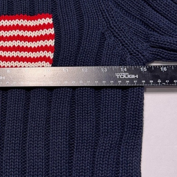 Vintage Polo Jeans Ralph Lauren Sweater Womens Small USA Flag Knit Navy Cotton - Picture 7 of 9